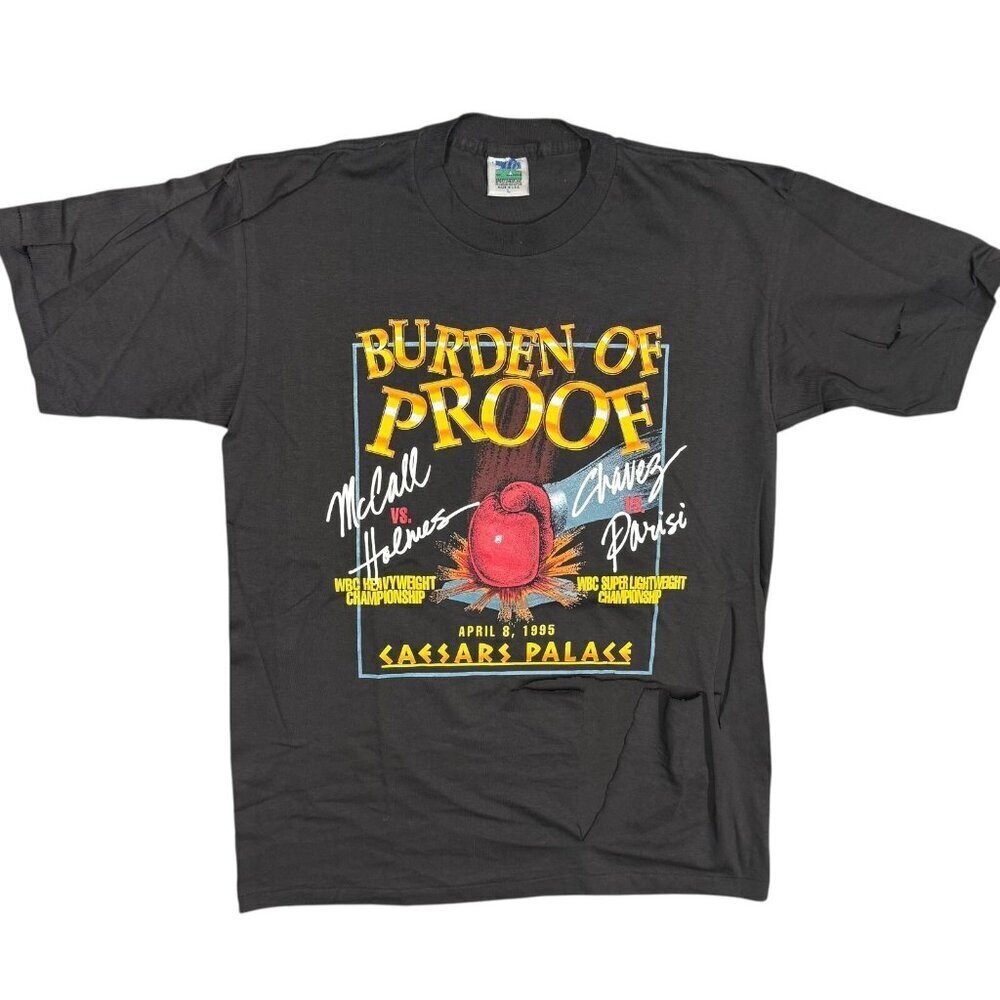 Vintage 90s Burden of Proof Boxing Promo Tee Single Stitch‎ THRASHED USA Large